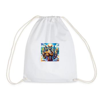 Gato Loco Katzenbande CatDudes Surf CoolCats Surfe - Turnbeutel - Weiß - Vorne