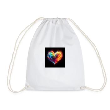 Rainbow fire heart - Drawstring Bag - white - Front