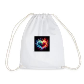 Fire burst heart rainbow - Drawstring Bag - white - Front