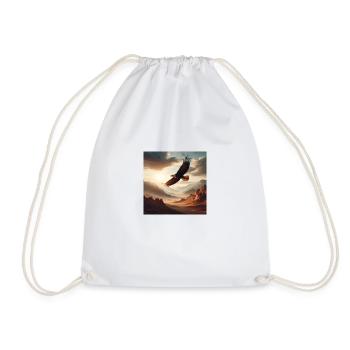 A majestic eagle soaring above the desert D - Drawstring Bag - white - Front