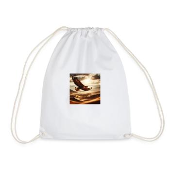 A majestic eagle soaring above the desert C - Drawstring Bag - white - Front