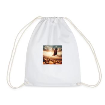 A majestic eagle soaring above the desert A - Drawstring Bag - white - Front