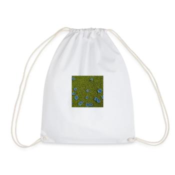Fleurs : Petites fleurs bleues irisées sur la pelouse. - Sac de sport léger - blanc - Devant