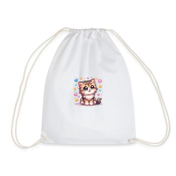 Cute kitten with big eyes and fluffy - Drawstring Bag - white - Front