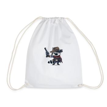 raccoon western - Drawstring Bag - white - Front