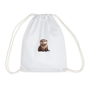 Loutre assise mignonne - Sac de sport léger - blanc - Devant