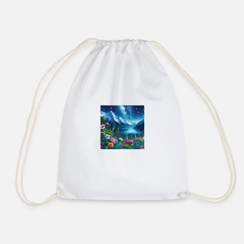 Starry Night on Alpine Garden n°2 - Drawstring Bag - white