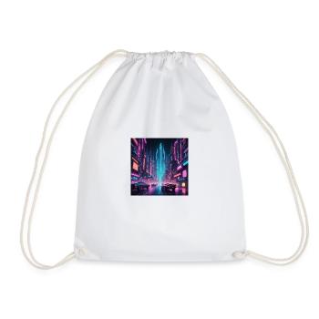 stylized retrofuturistic cityscape featuring neon - Sac de sport léger - blanc - Devant