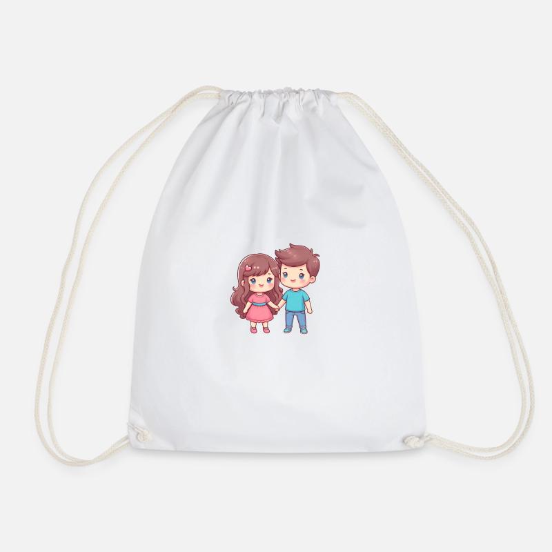 Comic Couple - Drawstring Bag - white