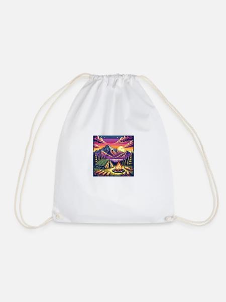 Camping T-Shirt - Turnbeutel - Weiß