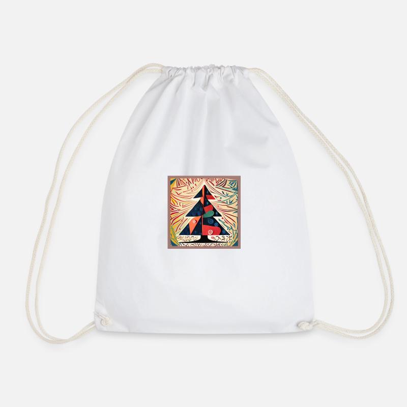 Colorful Christmas tree - Drawstring Bag - white