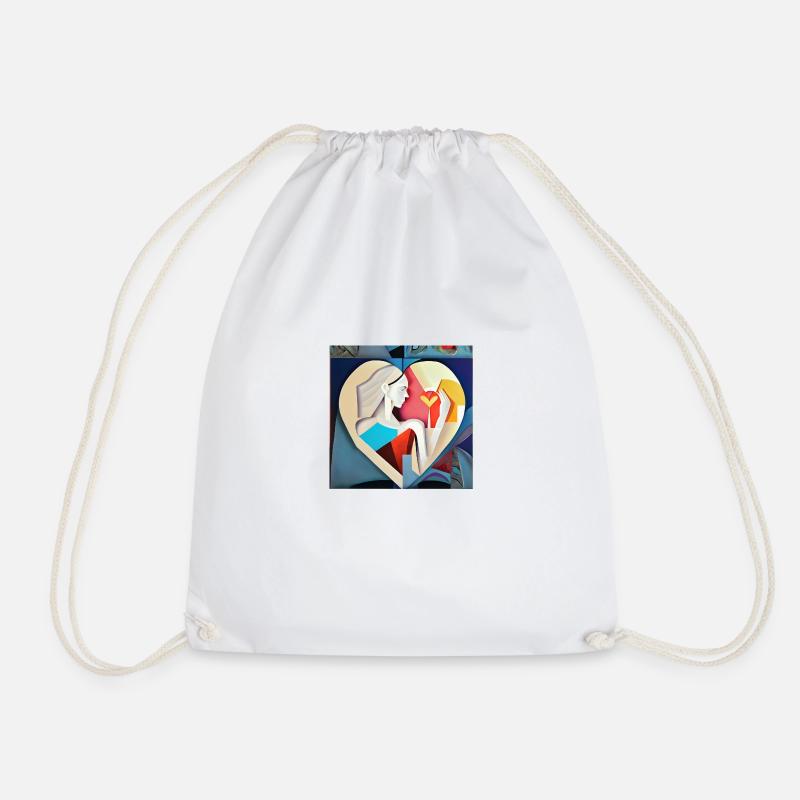 A small heart - Drawstring Bag - white