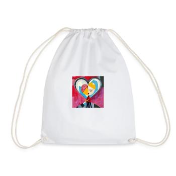 Half and half - Drawstring Bag - white - Front
