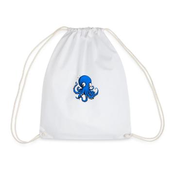 Octopus Drawing Blue - Drawstring Bag - white - Front