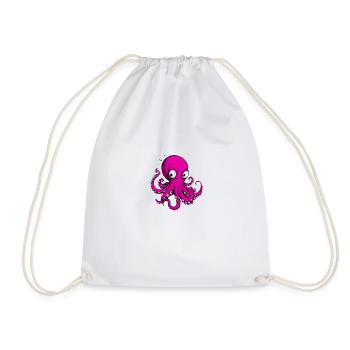 Octopus Drawing Pink - Drawstring Bag - white - Front