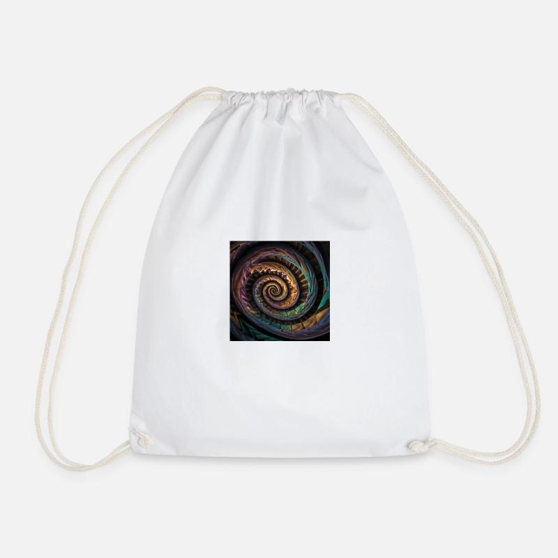 minimal colored spiral - Drawstring Bag - white