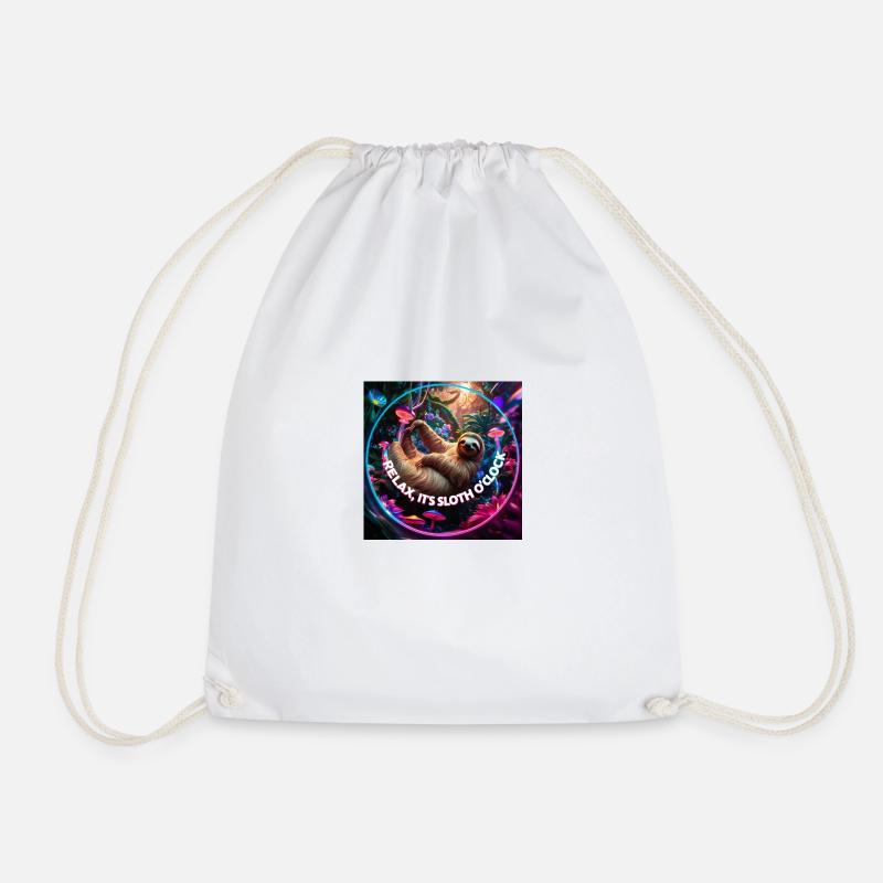 Relax it’s sloth o clock - Drawstring Bag - white