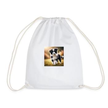 Chiot Border Collie – Joueur et curieux - Sac de sport léger - blanc - Devant