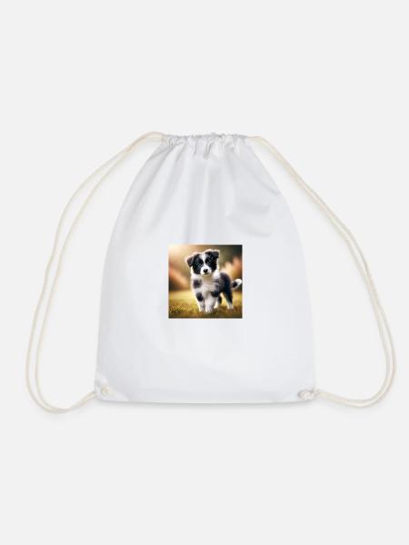 Chiot Border Collie – Joueur et curieux - Sac de sport léger - blanc