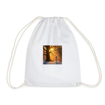 Warm golden hour light bathes an ancient tree - Drawstring Bag - white - Front