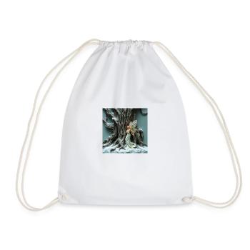 A sculpted papier mâché image of an ancient tree - Drawstring Bag - white - Front