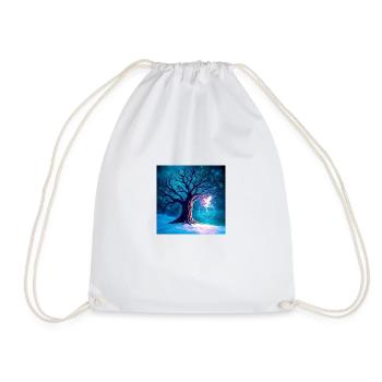 Cool blues greens and purples create an artistic - Drawstring Bag - white - Front