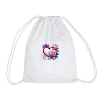 Eternal Love: Roses & Heart - Drawstring Bag - white - Front