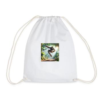 Sloth Wanderer Skateboarder - Drawstring Bag - white - Front