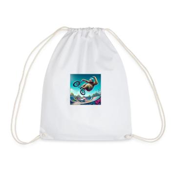 Sloth Wanderer BMX Freestyle - Drawstring Bag - white - Front