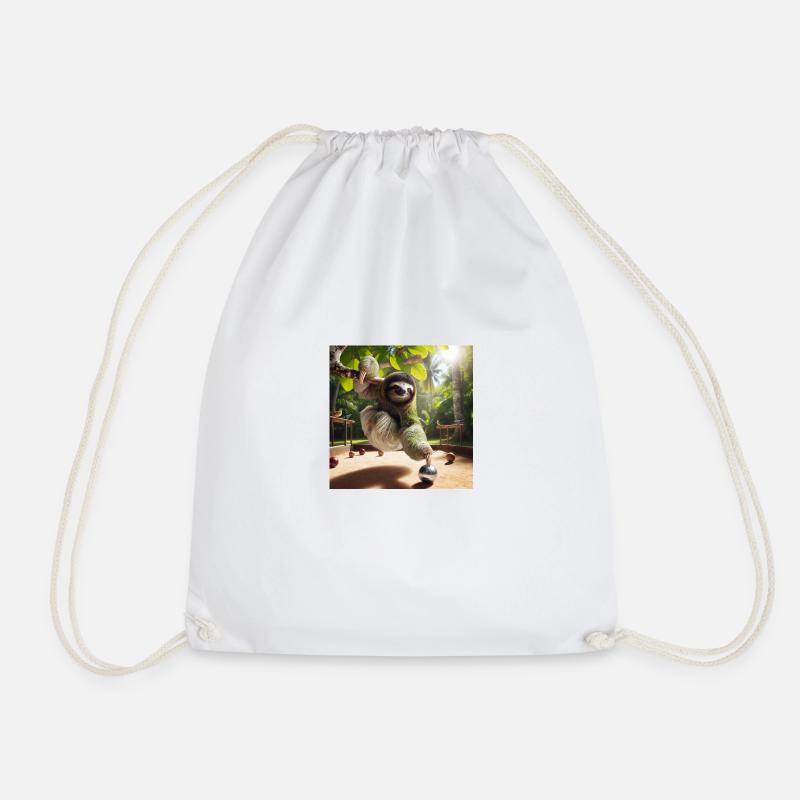 Sloth Tramp petanque - Drawstring Bag - white