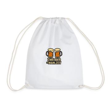 Zwei Bier = Mahlzeit – Lustiges Bier Shirt - Turnbeutel - Weiß - Vorne