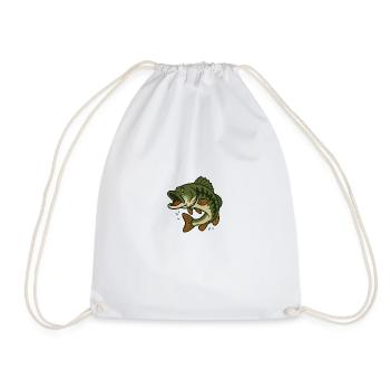 LargeMouth_Bass - Drawstring Bag - white - Front