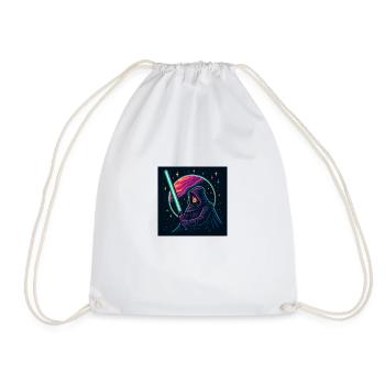 T-shirt with a neon knight on the background of space - Drawstring Bag - white - Front