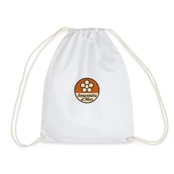 70s style badge (floral pattern) - Drawstring Bag - white - Front