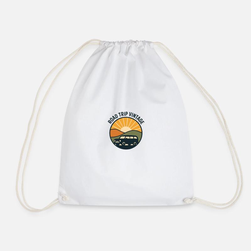 Stylized Horizon & Van - Drawstring Bag - white