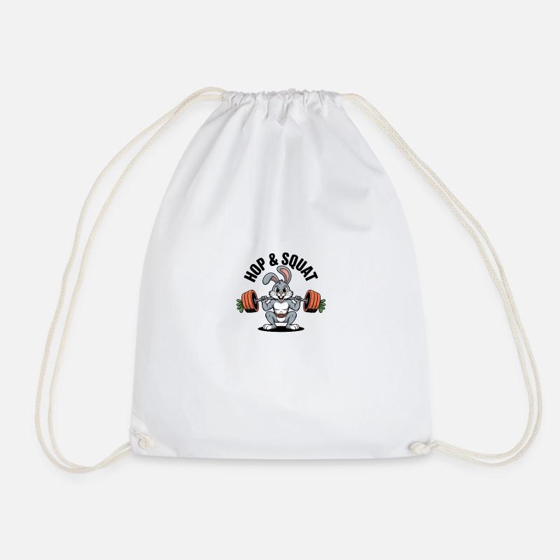 Hop & Squat - Drawstring Bag - white