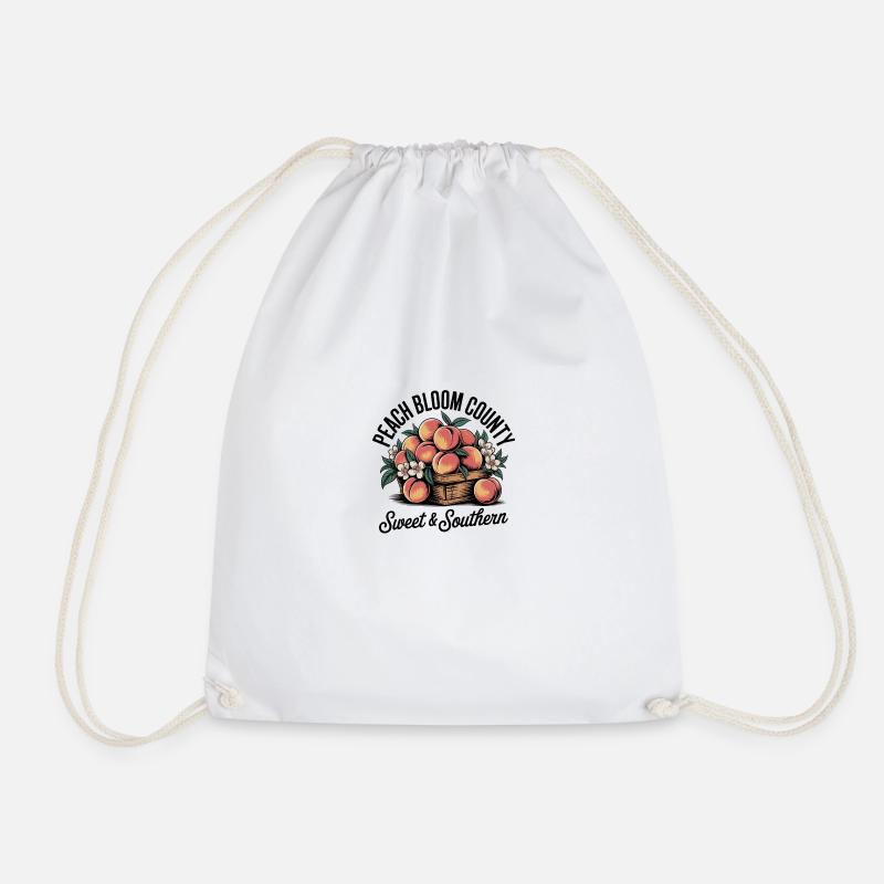 Peach Bloom County - Vintage Retro - Drawstring Bag - white