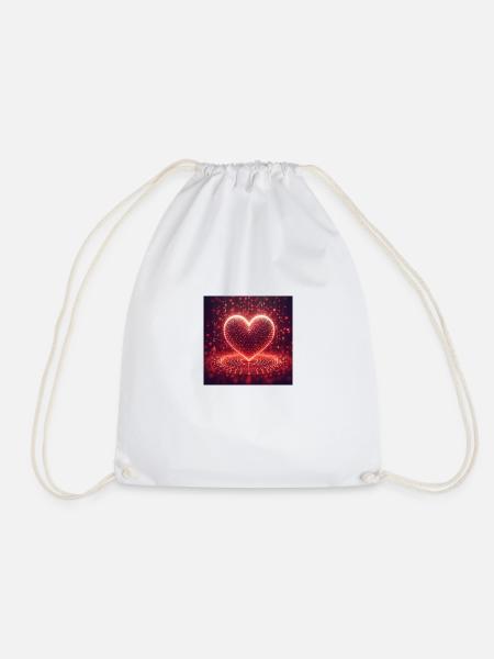 Heart love - Drawstring Bag - white