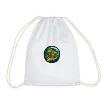Surfing Gecko – Tropic Vibes - Drawstring Bag - white - Front