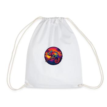 Psychedelic chameleon at sunset - Drawstring Bag - white - Front