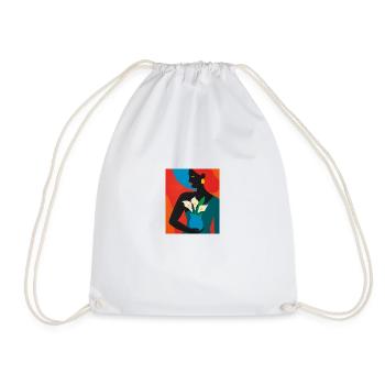 Floral Woman – Afro Pop Art - Drawstring Bag - white - Front
