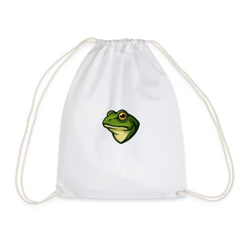 Frosch Logo, grüner Froschkopf - Turnbeutel - Weiß - Vorne