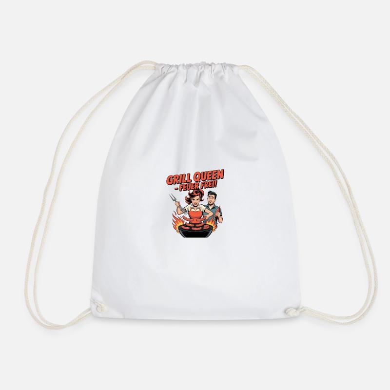 Grill Queen – Fire free! - Drawstring Bag - white