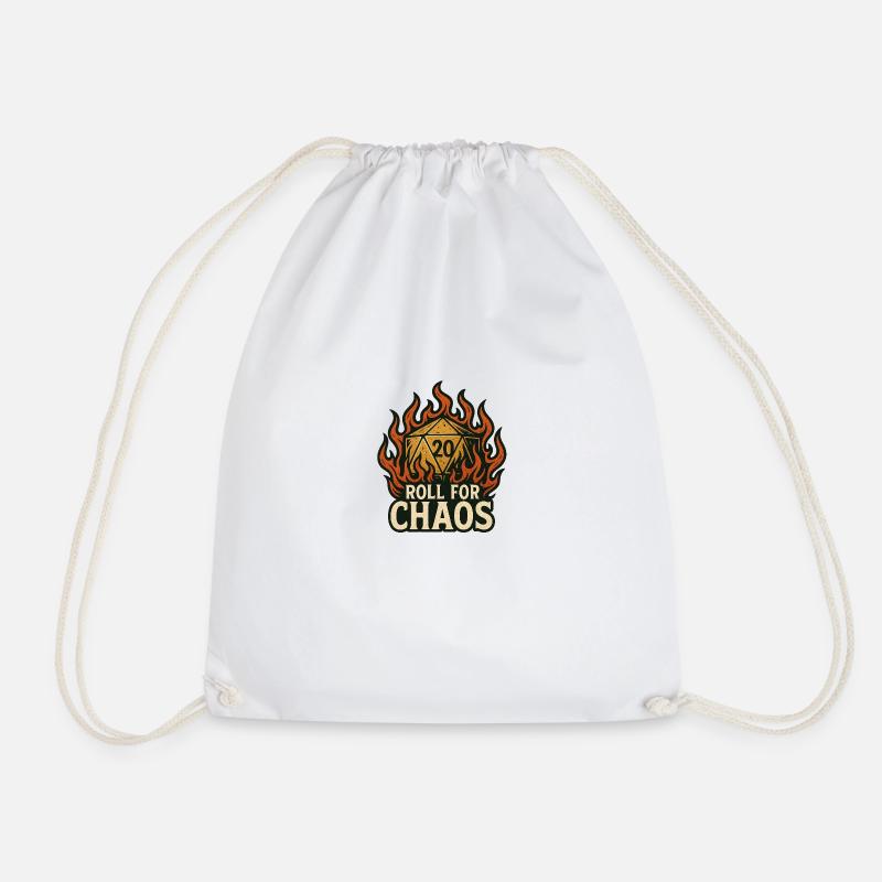Dice 20 Sided - Drawstring Bag - white