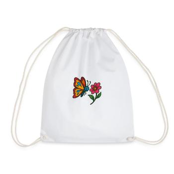 Rainbow Butterfly and Flower - Drawstring Bag - white - Front