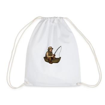 Angler in the boat - Drawstring Bag - white - Front
