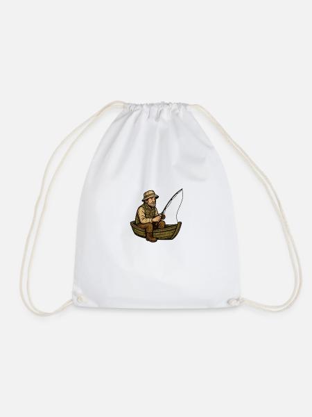 Angler in the boat - Drawstring Bag - white
