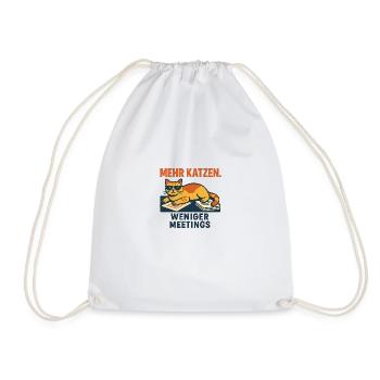 More cats. Fewer meetings - Drawstring Bag - white - Front