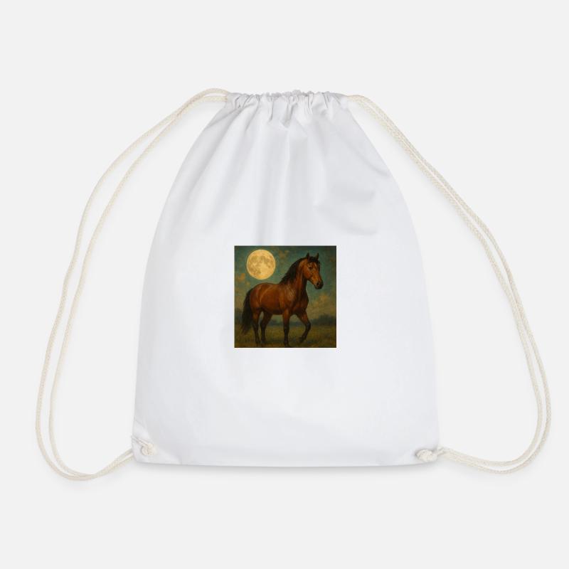 Brown Horse - Drawstring Bag - white