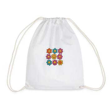 Flower Power – Cozy Retro Flowers - Turnbeutel - Weiß - Vorne